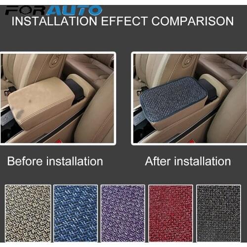 FORAUTO Car Armrest Mats Flax Anti-Scratch Protector Cover Car Replacement Pad Auto Interior Accessories