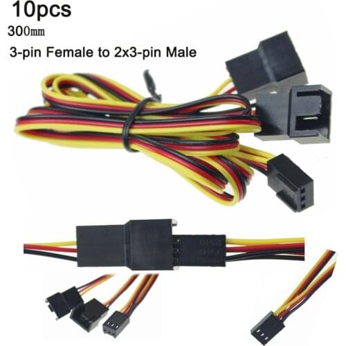 Gdstime 10 pcs Wire 3-pin Female to 2x3-pin Male Extension 30cm 300mm Cooling Cooler Fan Y-Splitter Adapter Cable 11.81"