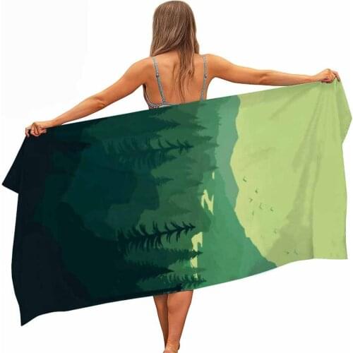 HELENGILI Art Mountain forest Microfiber Pool Beach Towel Portable Quick Fast Dry Sand Outdoor Travel Swim Blanket Thin Yoga Mat