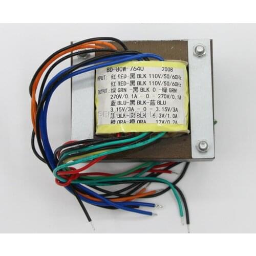 Hifi 80W EI-core tube preamp transformer Sec:270V-0-270V 3.15V-0-3.15V 0-6.3V 0-12V