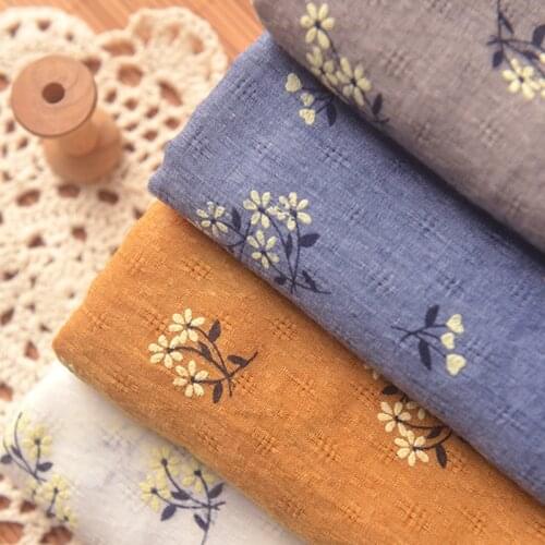 High quality polyester cotton tissu Flower cluster rhombic lattice sewing Summer dress shirt childrens clothing fabric