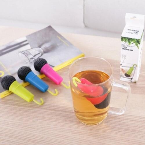 Microphone Shape Tea Infuser Non-slip Silicone Dishwasher Safe Tea Strainer drink Accessories Bright Color Unique Infuser