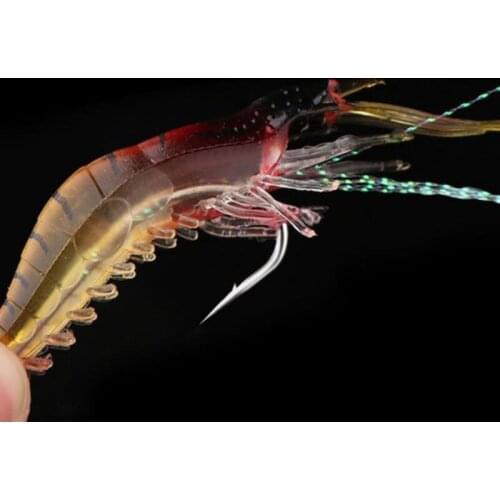 30pcs/50pcs/100pcs Artificial Shrimp Lure 9cm 6g Soft Lure Silicon Bait with Barbed Hook Stainless Steel Wire Barrel Swivel J440