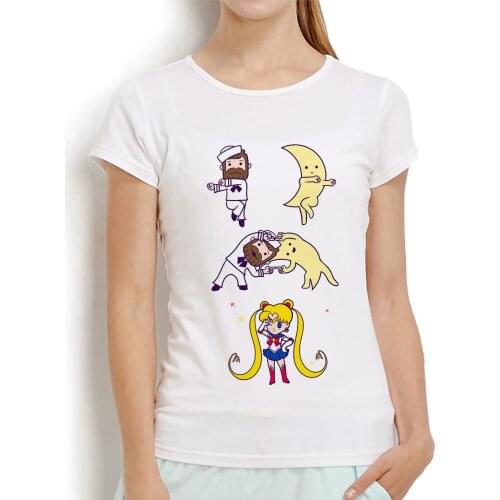 Kawaii Sailor Moon Fusion dance funny t shirt women 2019 summer new white casual cute Japan anime t-shirt femme streetwear