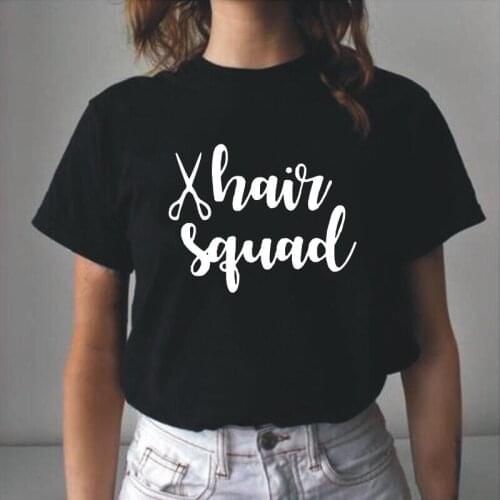 Summer Short Sleeve Harajuku Shirt Cotton Tee Shirt Femme Funny Hair Squad T Shirt Women Tops Casual Plus Size Camiseta Mujer