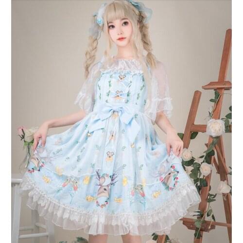 Japanese sweet Lolita JSK dress rustic style Lolita dress Cos Loli Tea party retro Kawaii court Princess Vestidos