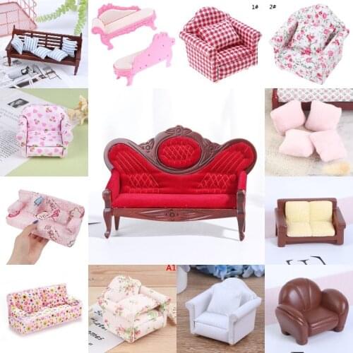 Many Types 1/12 Dollhouse Simulation Sofa Pillow Miniature Sofa Doll House Furniture Living Room Accessorie For Children Gifts