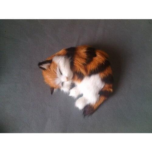 About 14x11cm simulation sleeping cat Handmade craft model ,polyethylene&furs cat ,car pendant home decoration toy gift w4124