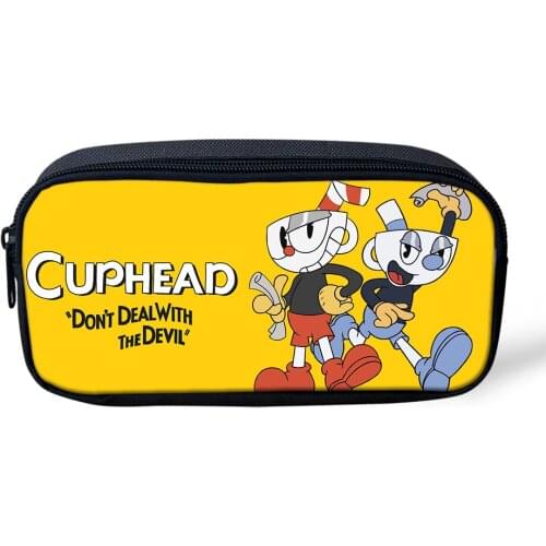 HaoYun Cartoon Childrens Pencil Case Cuphead Mugman Hot Game Pattern Kids Pen Bags 3D Anime Boys Girls School Supplies Mochila