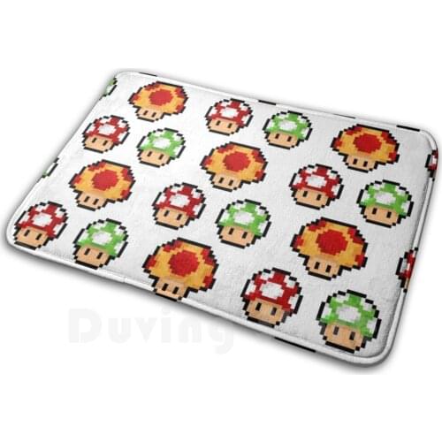 Mushrooms Soft Non-Slip Mat Rug 3137 Carpet Cushion Mushrooms Mushroom Nintendo Mario Super Mario Switch Wii