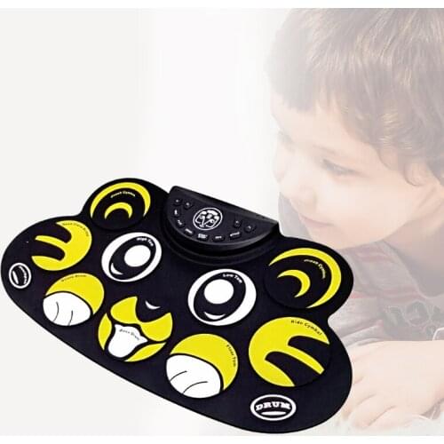 Electronic Drum Set - 9 Pad Flexible Roll Up Drum Kit Practice Pad with Foot Pedals, Built in Speakers & Drum Sticks, Great