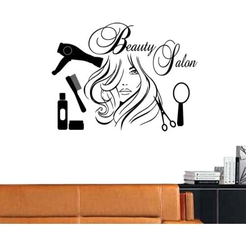 Hair Salon Sticker Beauty Salon Sex Girl Decal Haircut Posters Vinyl Wall Art Decals Decor Windows Decoration Mural M0007