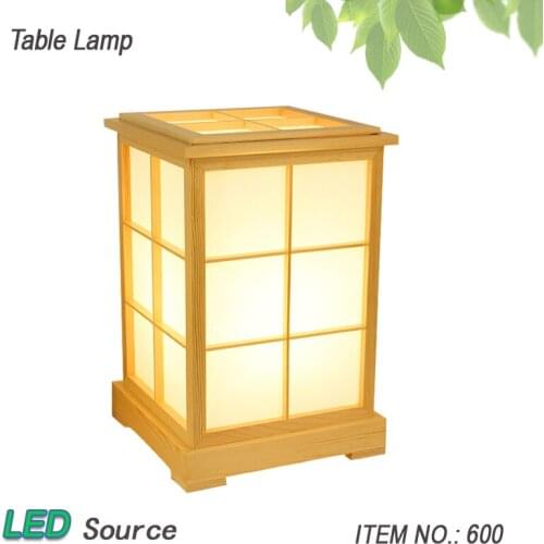 Mongolica log color lamp Japanese tatami bed bedroom study Korean real wood lamp lights led bulbs