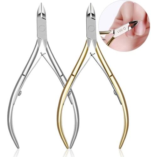 Stainless Steel Nail Cuticle Scissors Trimming Golden Sliver Handle Dead Skin Clipper Fingernail Toenail Cuticle Nipper Manicure