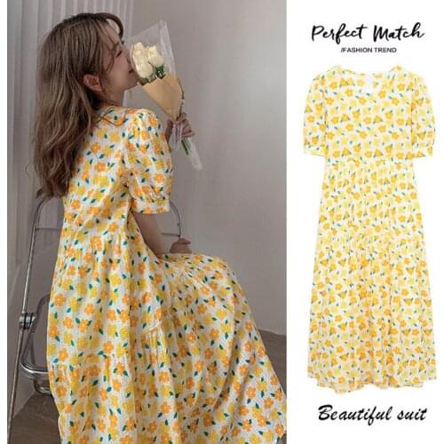 Gentle plus Size Women Floral Puff Sleeve Dress