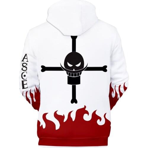 Newest Anime ONE PIECE Whitebeard Pirates Hoodies Portgas D Ace Streetwear Printed Men/women Cartoon Winter Sweatshirt