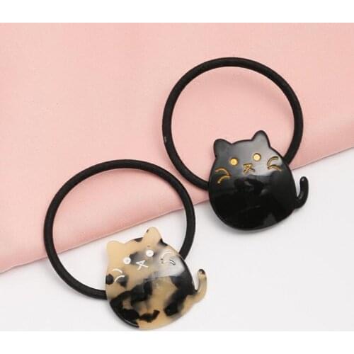 Cute Cat Headband Woman Small Fresh And Contracted Personality Acetic Acid Plate Hair Rope Girls Hair Accessories
