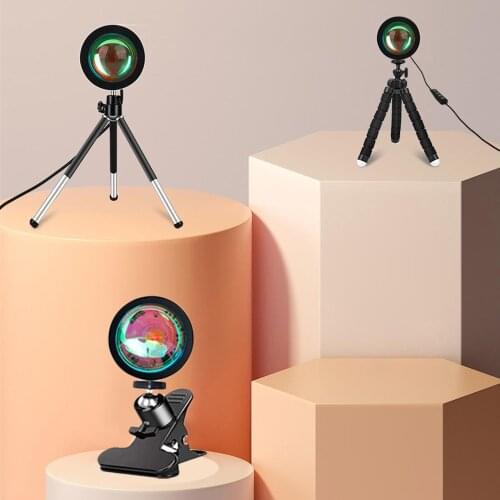Sunset Projector Atmosphere Lamp Rainbow Led Night Light for Photography Party Home Decor INS TikTok Vlog Background Wall