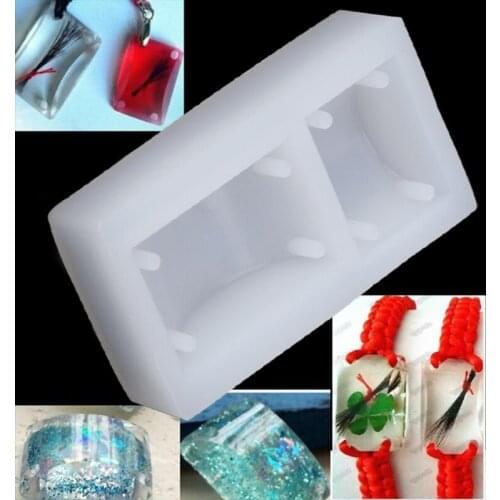 Rectangle Silicone DIY Mold Bracelet Pendant Jewellery Making Mould Resin Hole 2020