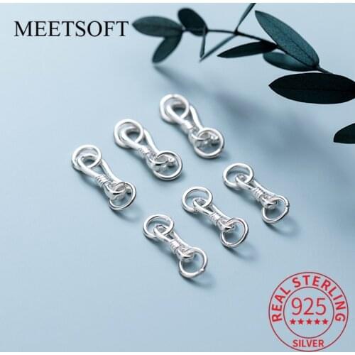 MEETSOFT Classic 925 Sterling Silver S Connection buckle Charms of DIY Handmade Jewelry Necklace wholesale Accessory Gift