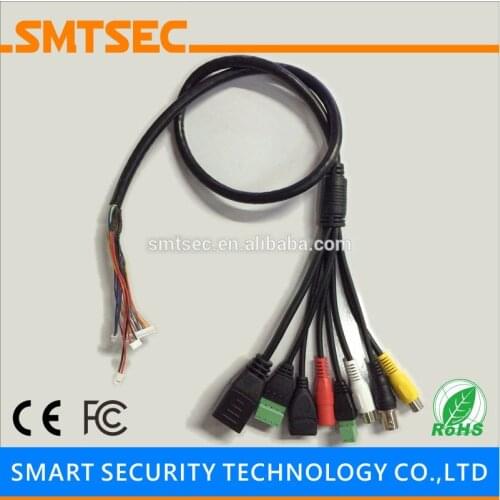 RJ45+BNC+DC+USB+Audio Input+Audio Output +RS485+Alarm Network Cable for SIP-E Series Double Board CCTV Camera Module (UG)
