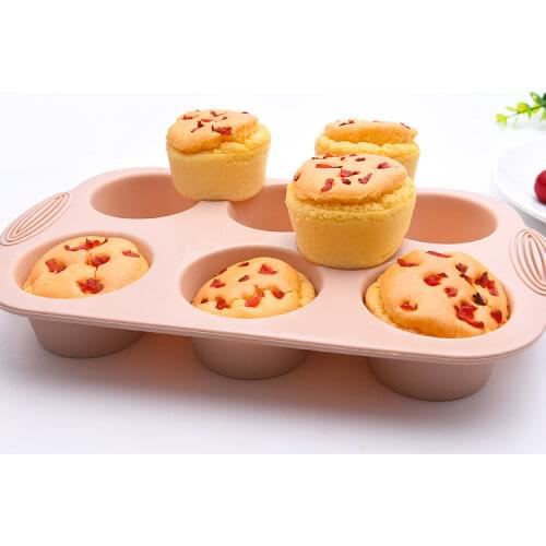 Mini Muffin 6 Holes Silicone Round Mold DIY Cupcake Cookies Fondant Baking Pan Non-Stick Pudding Steamed Cake Mold Baking Tool