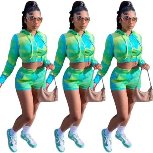 Cool Girl Streetwear Tracksuit Two Piece Outfits Long Sleeve Sweatshirt Pullover Top Biker Shorts Spring Summer Gym Clothing