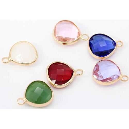 12p12x13mm Assorted Heart Faceted Crystal Framed Glass Charm Pendants Connectors Earrings Findings Jewellery Clothes Metal beads