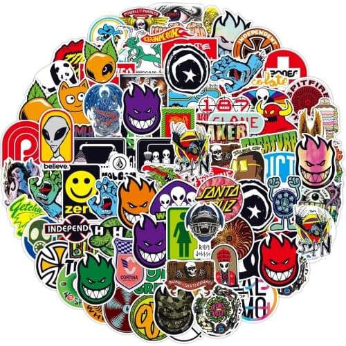 10/30/50/100PCS Skateboard Tide Brand Logo Cool Stickers Decals Phone Car Guitar Luggage DIY Waterproof Graffiti Sticker Kid Toy