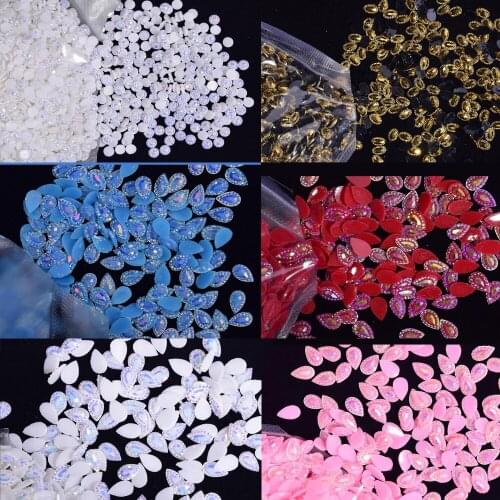 1000pcs/ bag 7 color Nail Rhinestones - Tear-Drop Nail Decorations - Nail Accessory Craft Supplies - 3D Nail Embellishments- S