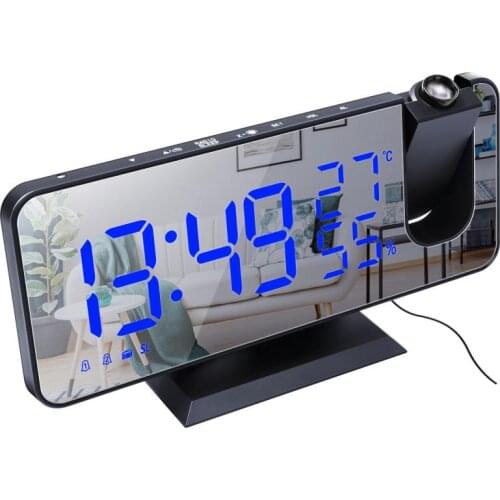 LED Digital Alarm Clock Watch Table Electronic Desktop Clocks USB Wake Up FM Radio Time Projector Snooze Function 2 Alarm