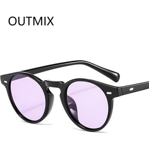 Vintage Small Round Frame Sunglasses for Mens Fashion Ocean Film Transparent Sun Glasses Women Luxury Brand UV400 Shade