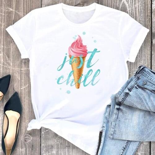 Women Clothes Cartoon Sweet Ice Cream Cute Fashion Short Sleeve Clothing Summer Print Tshirt Female Tee Top Graphic T-shirt