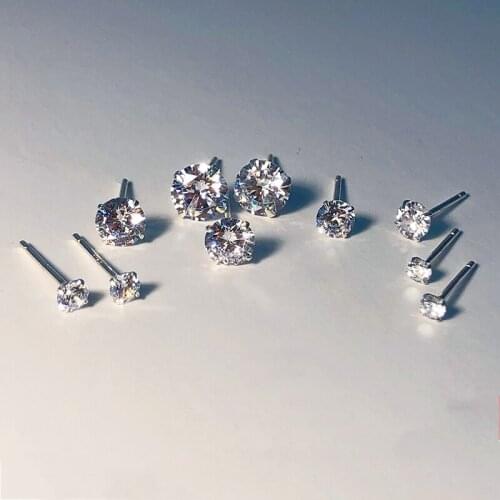 Simple Bling Cubic Zirconia 925 Sterling Silver Stud Earrings For Women Dainty Fashion Jewelry Glitter Gift