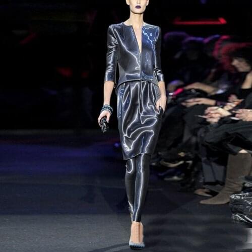 European Style Ladies 3 Piece Dress Women Clothing Set Full Print Top + Skirts Suit New The high-end fashion ladies suit