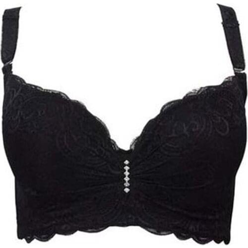 Fashion big size Women Bra Plus Size C D E Big cup Bralette Cotton Deep V Womens Lace sexy bra Super push up large T-Shirt Bra