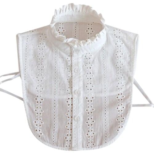 Women Lace Collar Pure Color Detachable Lapel Choker Necklace Shirt Fake False Collar Blouse Sweatshirt Vest Accessories