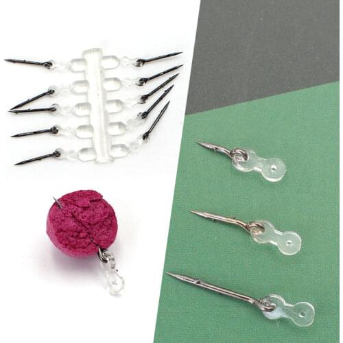 10pcs Metal Bait Spike Carp Fishing Accessories Bait Sting Boilies Pin with Clear Rubber Corn Ronnie Hair Rig Carp Feeder Tackle