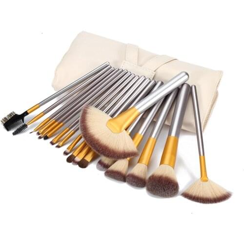 18pcs Beige Makeup Brushes Powder Foundation Concealer Multifunction Cosmetic