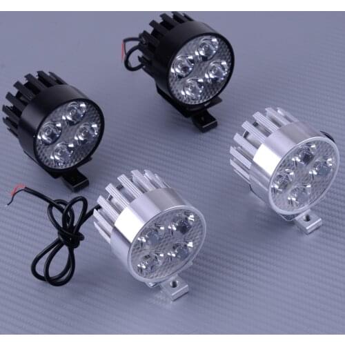 2pcs 4 LED 12W White Motorcycle DRL Headlight Spot Light Driving Fog Lamp IPX 6 Waterproof 12-80V DC 6500K
