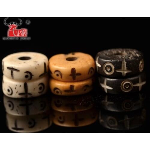 20PCS Natural yak bone bead hand-chain necklace DIY scatter beads for jewelry making 3X8mm 4X10mm Tibetan style hole 2mm