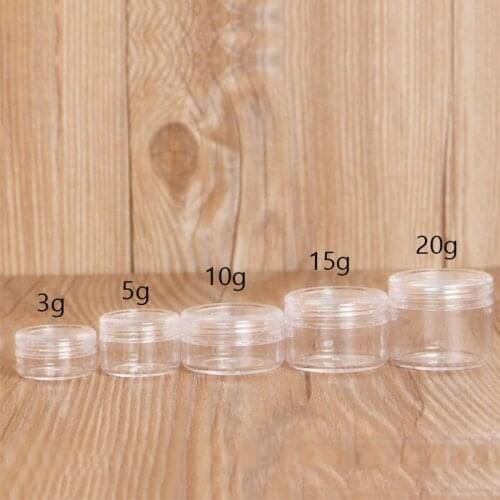 5PCS Empty 2g 3g 5g 10g 15g 20g Travel Small Clear Plastic Cosmetic Pot Jars With Lid For Face Cream Lip Balm Containers