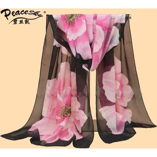 50*160CM 2021 New Big Flower Silk Scarf Cycling Sunscreen Long Scarf Silk Scarf High Quality Silk Scarf Beach Towel Wholesale