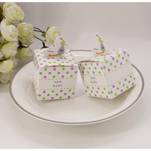 50pcs/lot Cute Duck New Baby Candy Box DIY Spceial Delivery Pink Heart Baby Birthday Shower Little Present Box Party Favor Gift