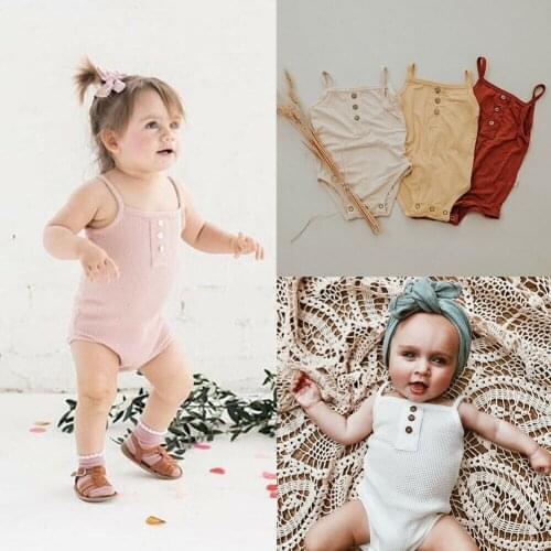 Summer 0-24M Toddler Baby Body Bodysuit Girls Boy Infant Sleeveless Button Strap Bodysuit Jumpsuit Clothes Outfit Casual