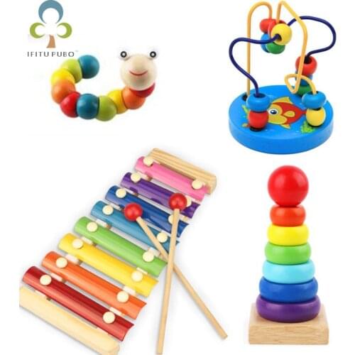 Montessori Wooden Toys Childhood Learning Toy Children Kids Baby Colorful Wooden Blocks Enlightenment educational toy LYQ