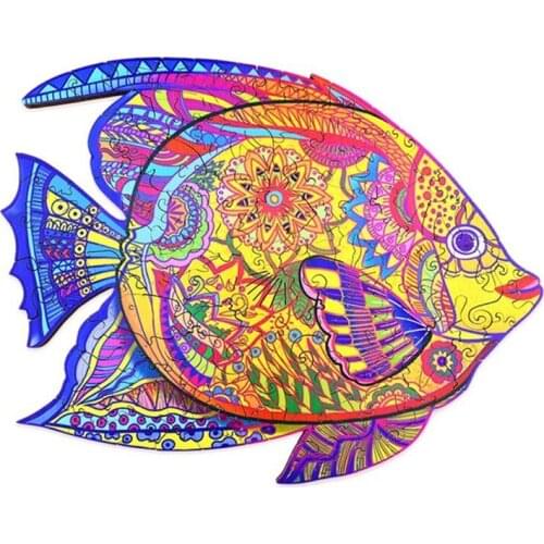 Childhood Fun Wooden Animal Puzzle Alien Wolf Lion Owl Puzzle Childrens Three-dimensional Toy