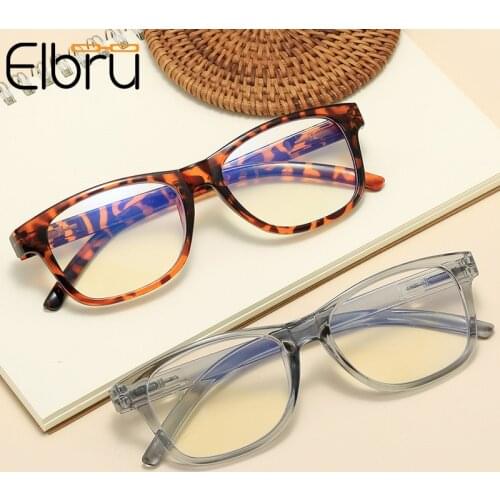 Elbru Anti-blue Light Reading Glasses Square Frame Retro Clear Lens Reading Glasses For Men Women +1.0 1.5 2.0 2.5 3.0 3.5 4.0