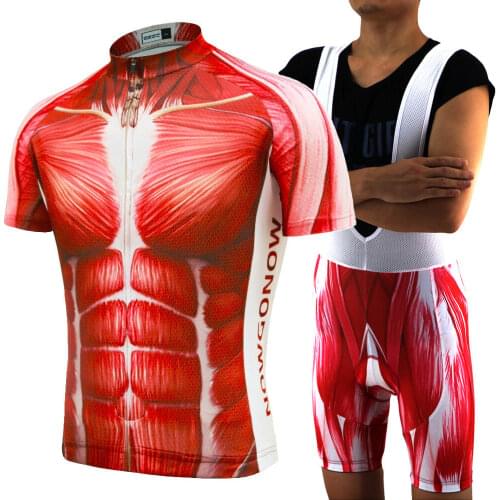 NEW Men Red Muscle Line Cycling Jersey Set Pro Team Short Sleeve Road Bicycle Racing Clothing Bike Shorts Gel Breathable Pad