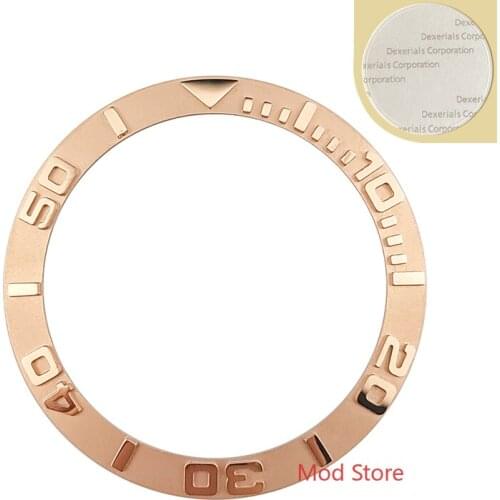 HOT 38mm Sloping Design Rose Gold Ceramic Bezel Inserts Fit Yacht Master Style For SKX007 Sei ko Mods Watches